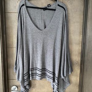 Grey with Black Stripe Lightweight Poncho